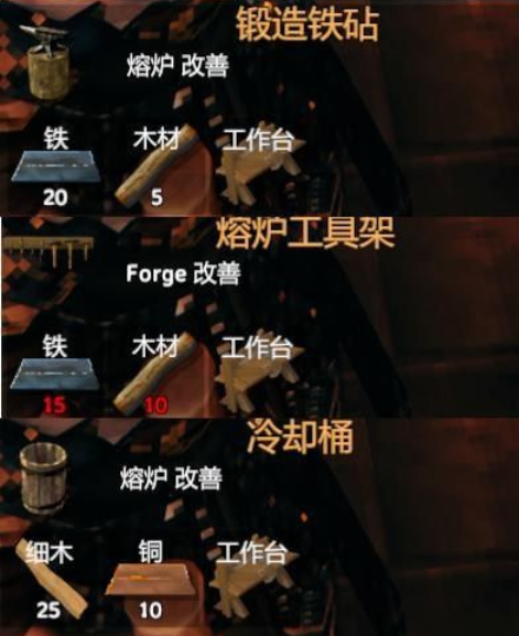 valheim英灵神殿工作台及熔炉升级材料有哪些