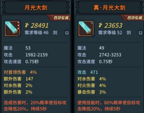 《提灯与地下城》真月光大剑和普通的有什么区别
