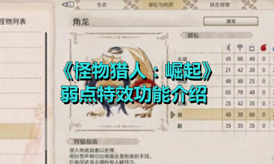 《怪物猎人：崛起》弱点特效功能介绍