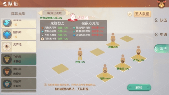 《梦想新大陆》风语用什么阵法