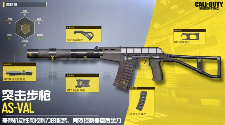 使命召唤手游asval中近距离配件怎么搭