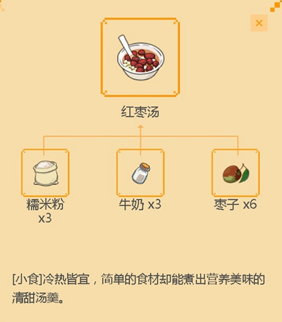 《小森生活》红枣汤食谱配方