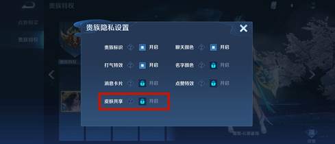 王者荣耀皮肤怎么共享