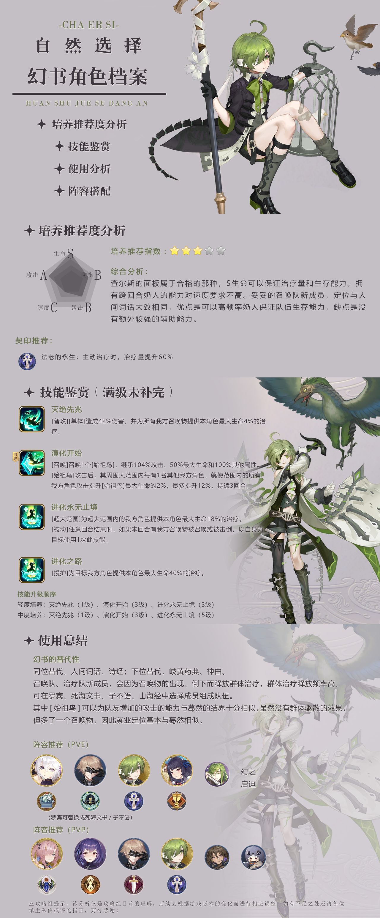 幻书启世录自然选择查尔斯阵容搭配推荐