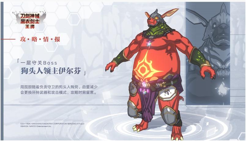 《刀剑神域黑衣剑士王牌》艾恩葛朗特前六层BOSS是什么
