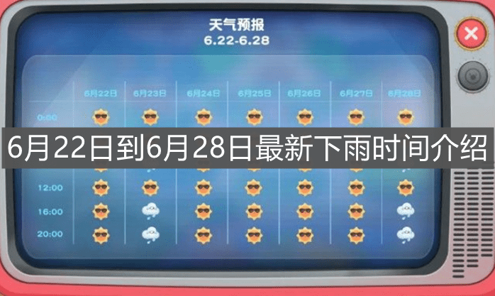 《摩尔庄园手游》6月22日到6月28日最新下雨时间介绍