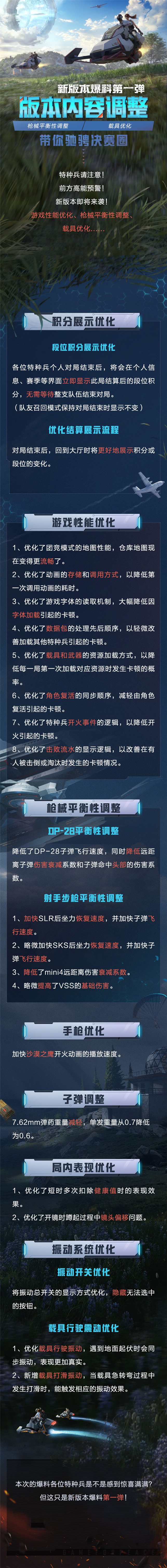 《和平精英》新版本调整介绍