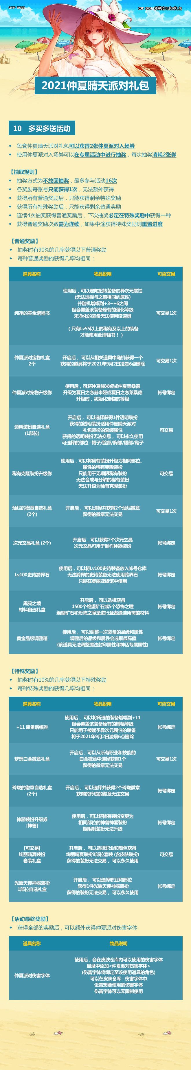 dnf2021年夏日礼包