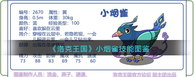 《洛克王国》小烟雀技能图鉴
