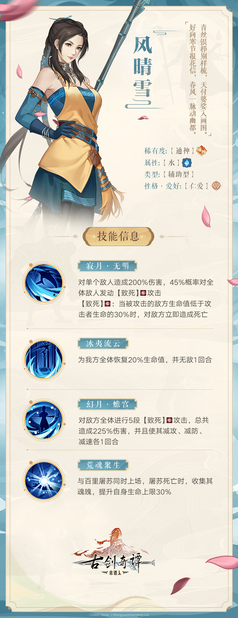 《古剑奇谭木语人》风晴雪技能介绍
