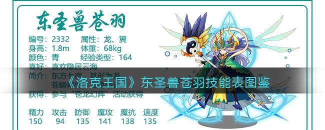 《洛克王国》东圣兽苍羽技能表图鉴