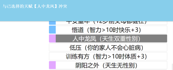 《人生重开模拟器》天赋冲突一览说明