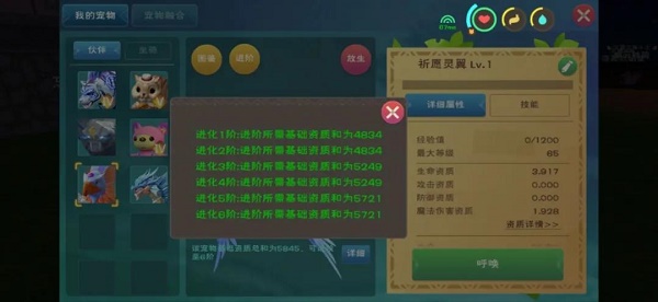 《创造与魔法》祈愿灵翼可6进阶资质表一览
