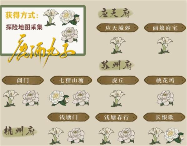 《江南百景图》百合花探险资源兑换位置分享