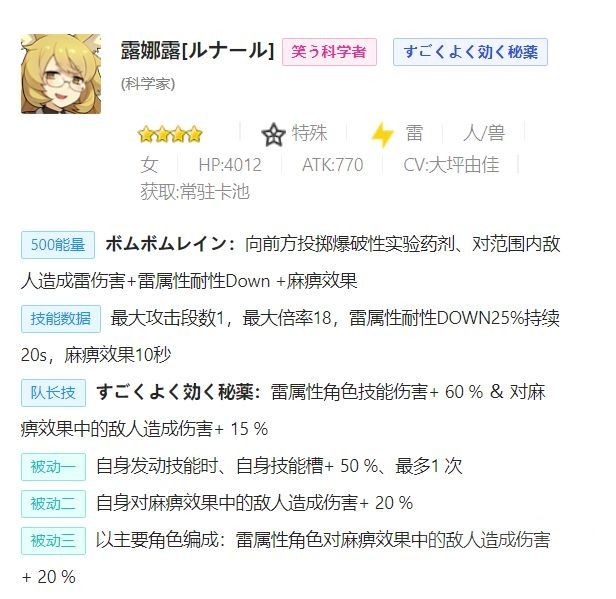 《世界弹射物语》雷属性低星角色推荐