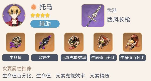 《原神》托马各阶段配介绍