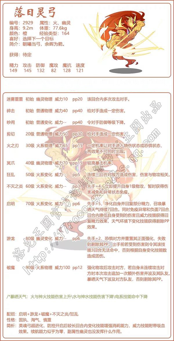 《洛克王国》落日灵弓技能表图鉴