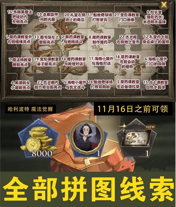 《哈利波特：魔法觉醒》拼图寻宝第五期拼图碎片位置汇总