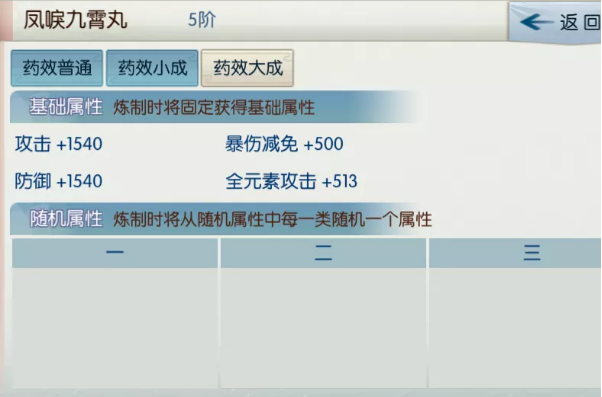 《诛仙手游》凤唳九霄丸属性介绍