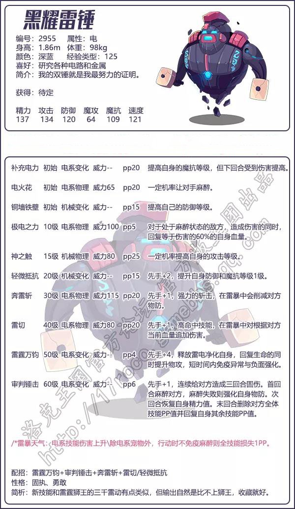 《洛克王国》黑耀雷锤技能配招推荐