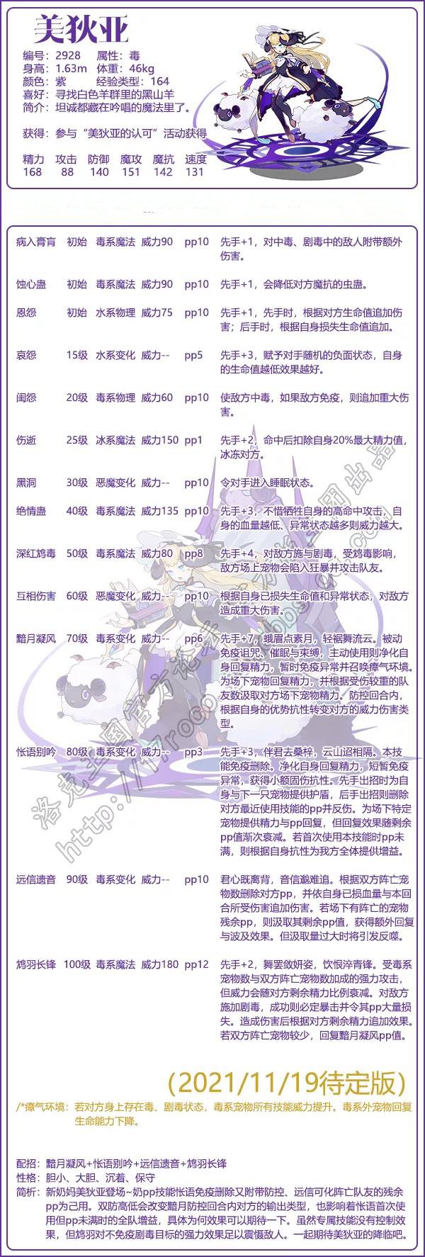 《洛克王国》美狄亚技能表图鉴