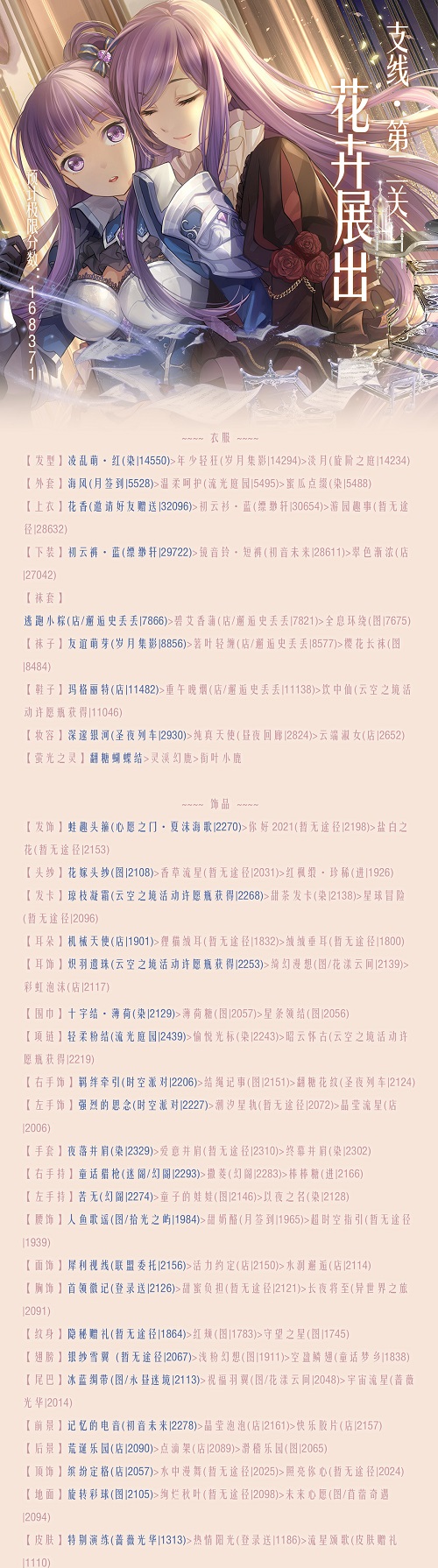 《奇迹暖暖》第二卷15-支线2花卉展出搭配攻略