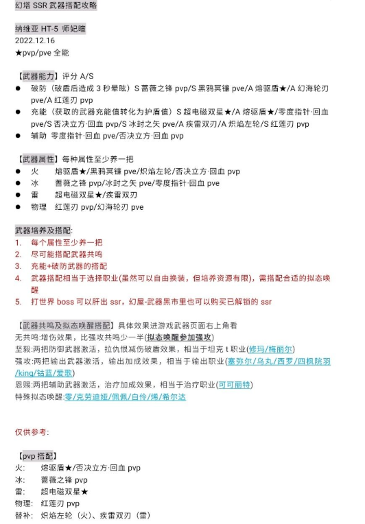 《幻塔》ssr武器搭配攻略