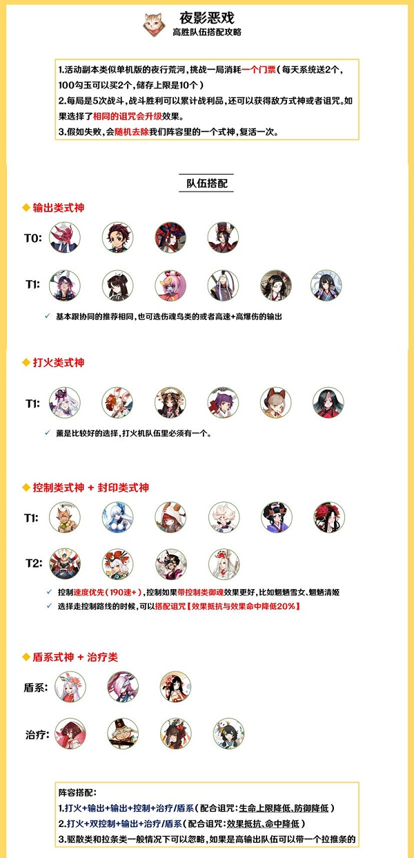 《阴阳师》夜影恶戏阵容搭配攻略