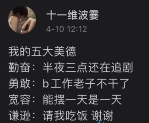 我的五大美德是什么梗