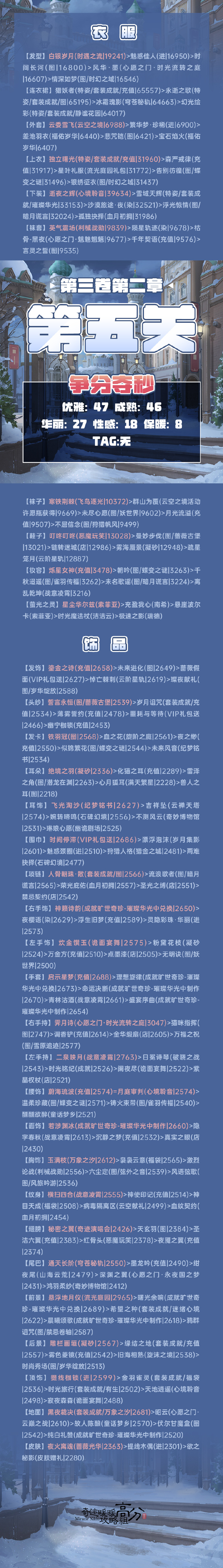 《奇迹暖暖》第三卷2-5争分夺秒高分搭配攻略