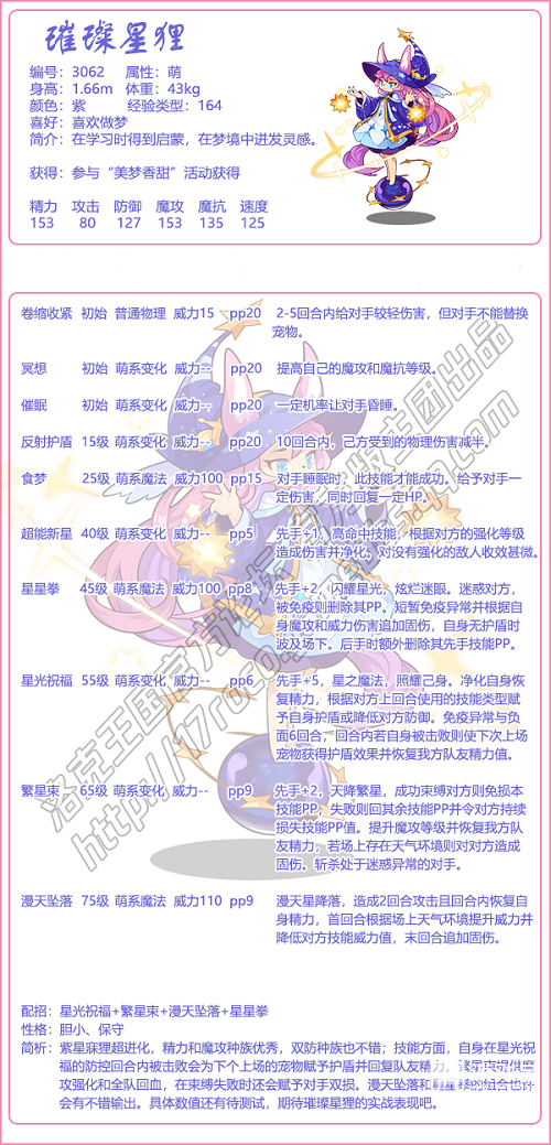 洛克王国璀璨星狸技能表一览
