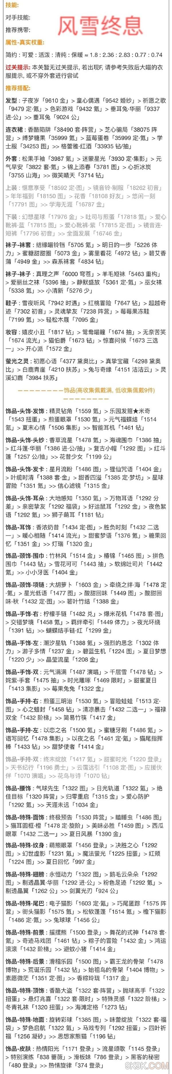 奇迹暖暖风雪终息活动搭配攻略