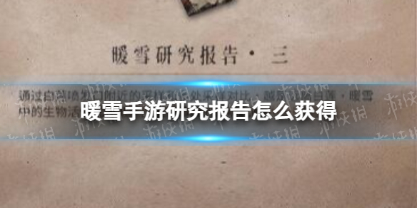 《暖雪手游》研究报告怎么获得-研究报告获取方法