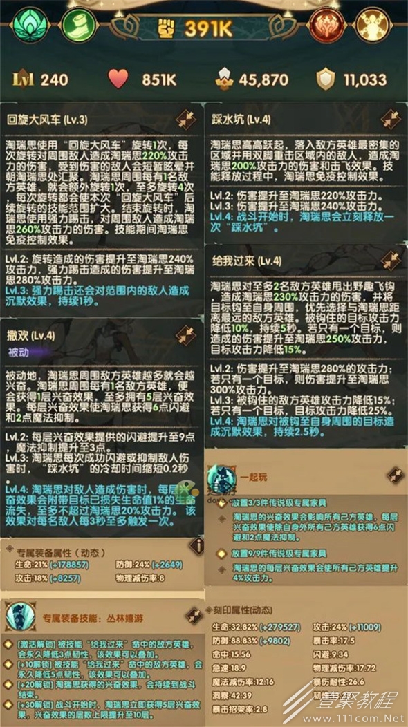 剑与远征淘瑞思属性技能介绍