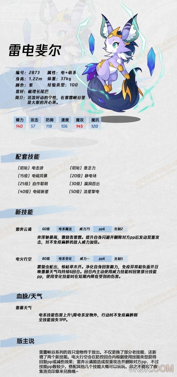 洛克王国雷电婓儿技能表一览