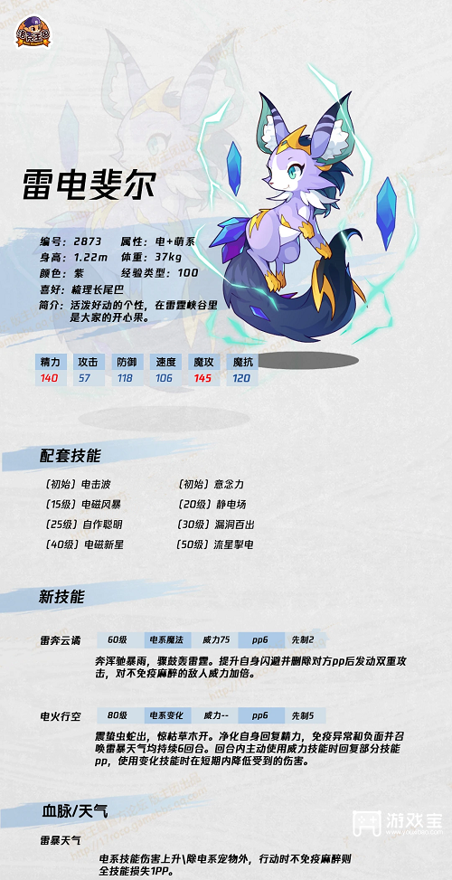 洛克王国雷电斐尔技能表全新