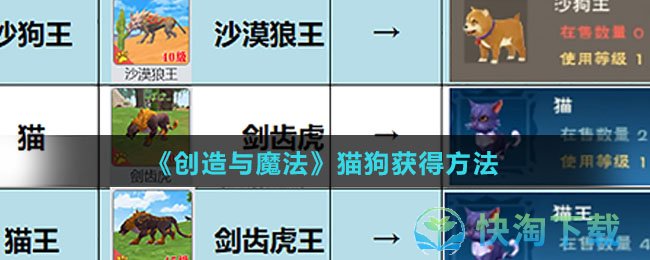 《创造与魔法》猫狗获得玩法
