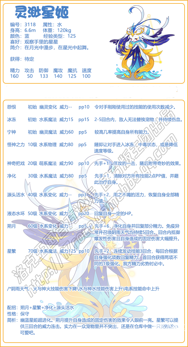 《洛克王国》灵渺星姬技能表