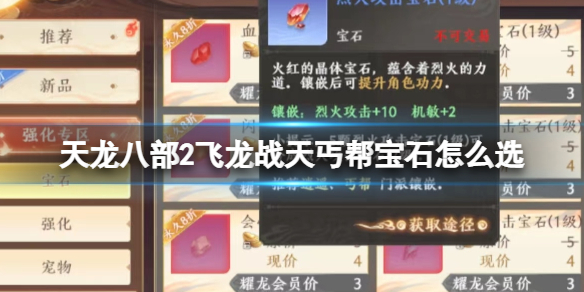 《天龙八部2飞龙战天》丐帮宝石怎么选？丐帮宝石选择推荐
