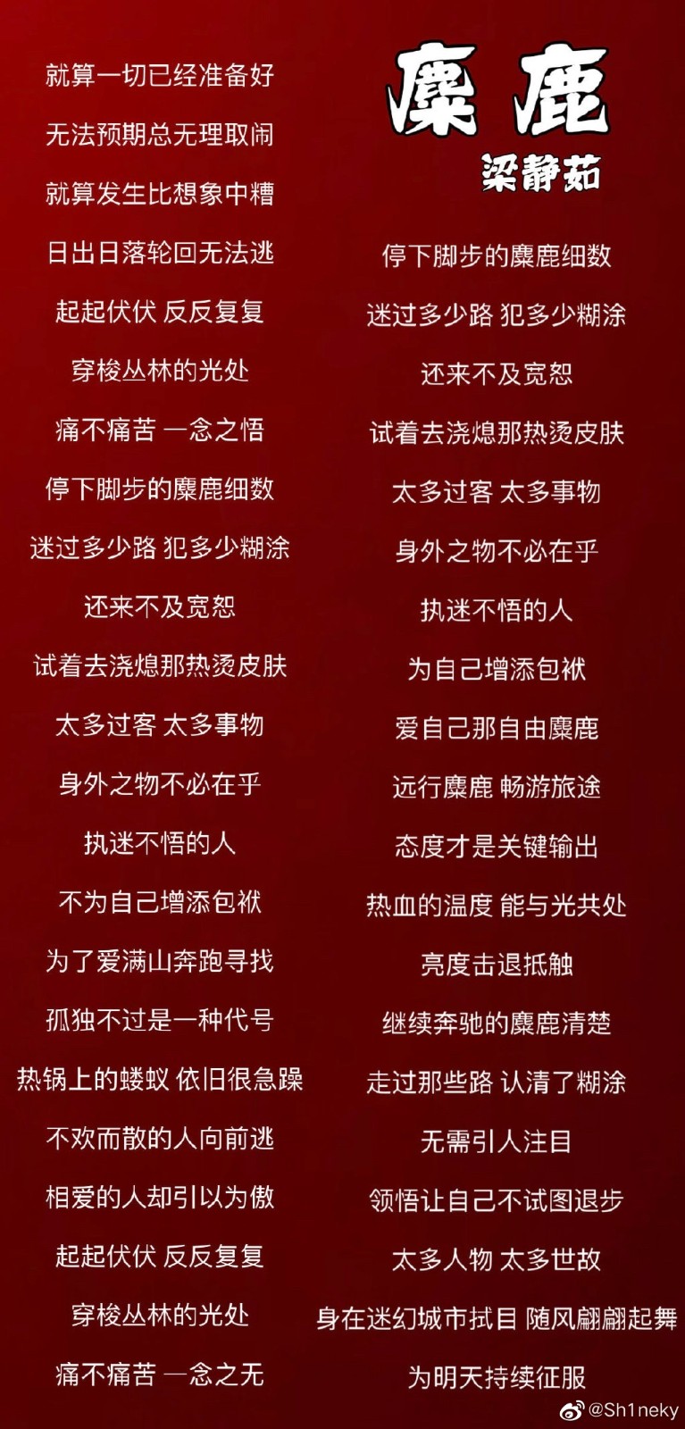 梁静茹麋鹿歌词介绍