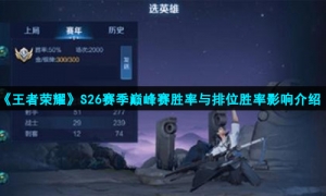《王者荣耀》S26赛季巅峰赛胜率与排位胜率影响介绍