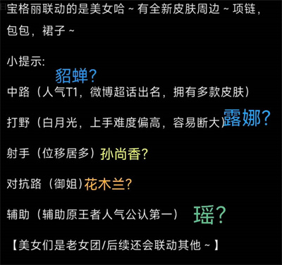 王者荣耀宝格丽联名皮肤会给到谁