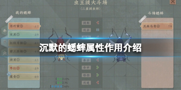 《沉默的蟋蟀》属性作用介绍 属性有哪些？