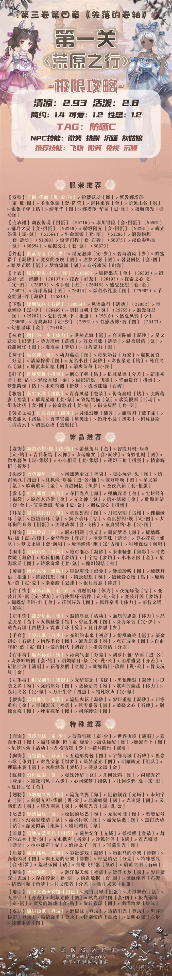 奇迹暖暖荒原之行搭配攻略