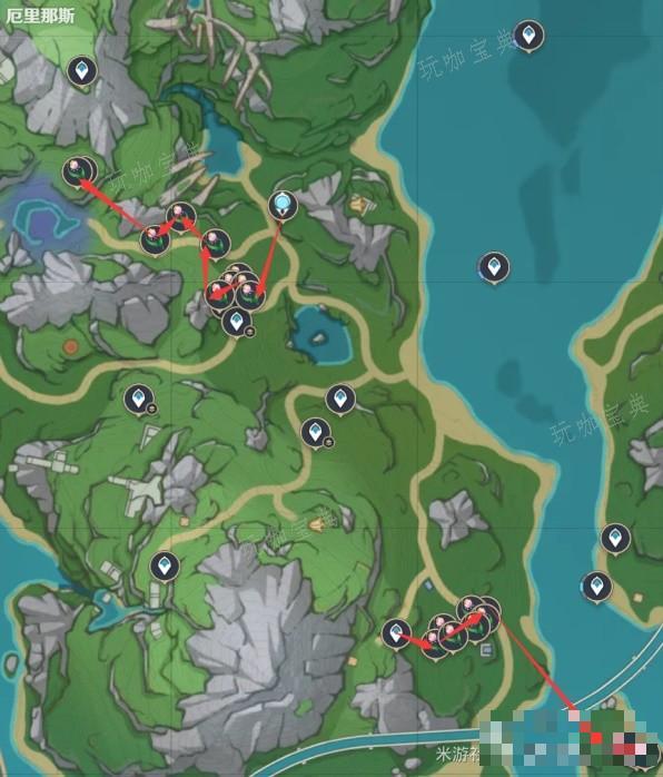《原神》4.0虹彩蔷薇快速收集路线