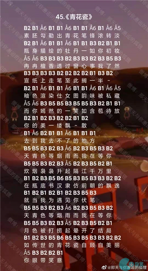 光遇青花瓷数字简谱一览 简单完整版分享