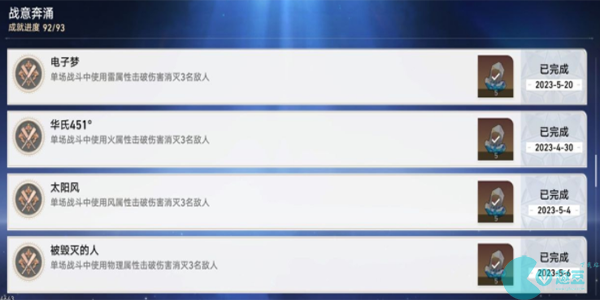 崩坏星穹铁道战意奔涌成就有哪些