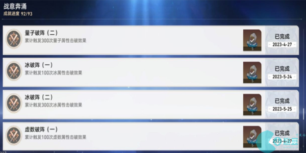 崩坏星穹铁道战意奔涌成就有哪些
