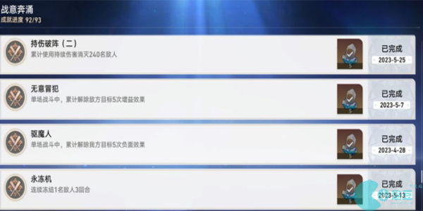 崩坏星穹铁道战意奔涌成就有哪些