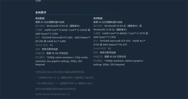 《暗黑破坏神4》最低电脑要求介绍
